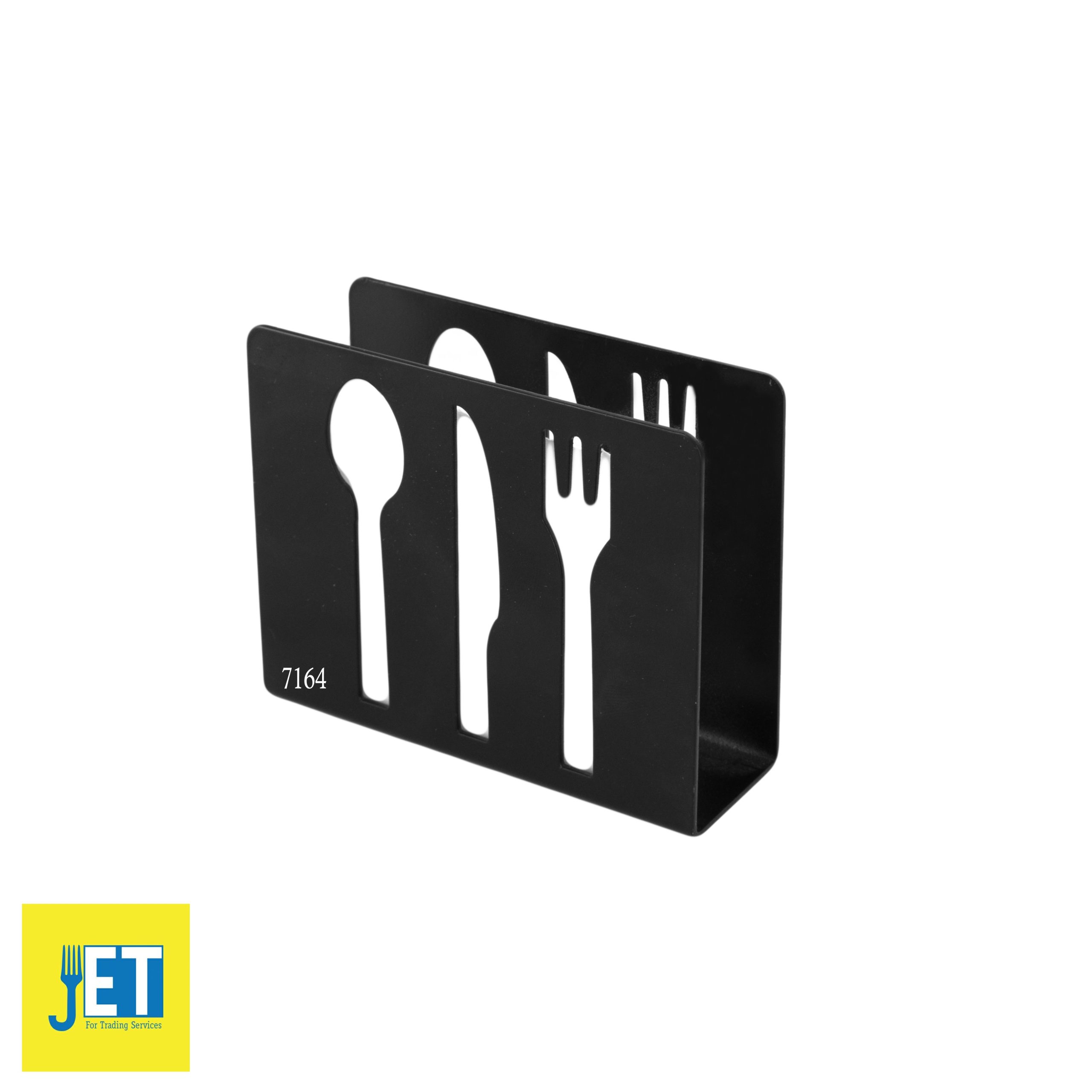 Black fork & knife tissue holder