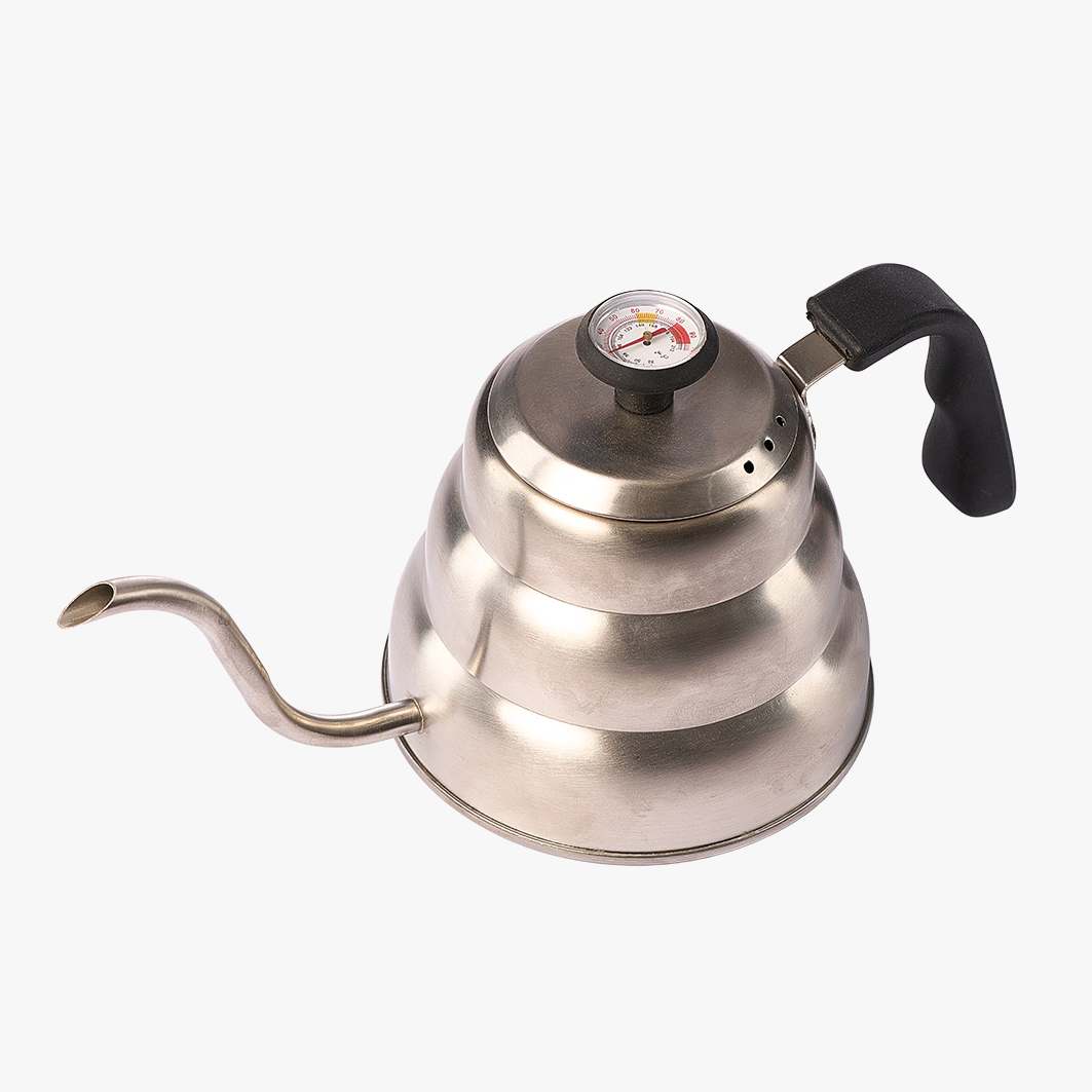 Stainless coffee kettle 1200 ml with thermometer